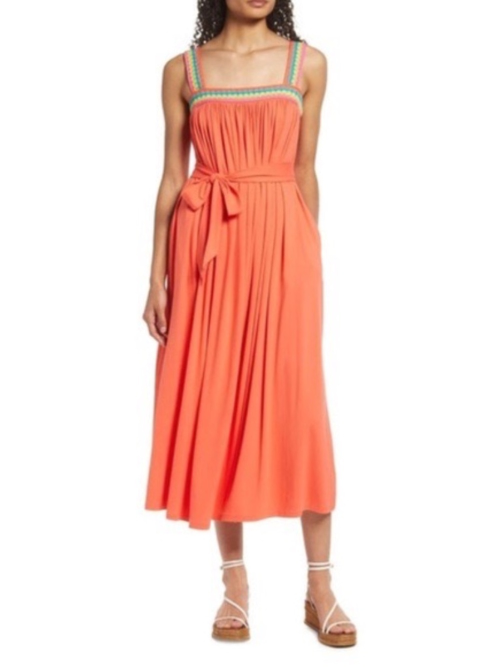 Orange Boden Maxi Tank Dress Sundress with embroidery 14